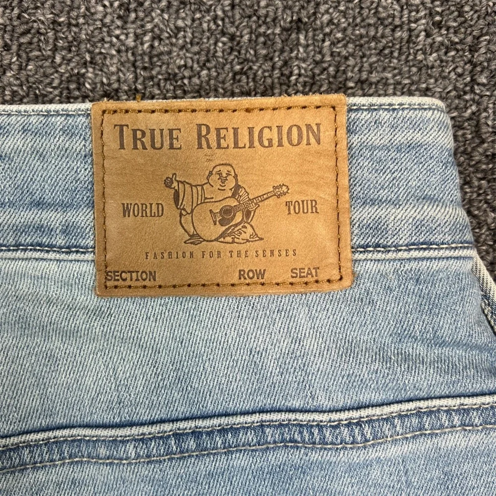 True Religion Halle Super Skinny Jeans W42 Light Wash Moto Paneled Streetwear